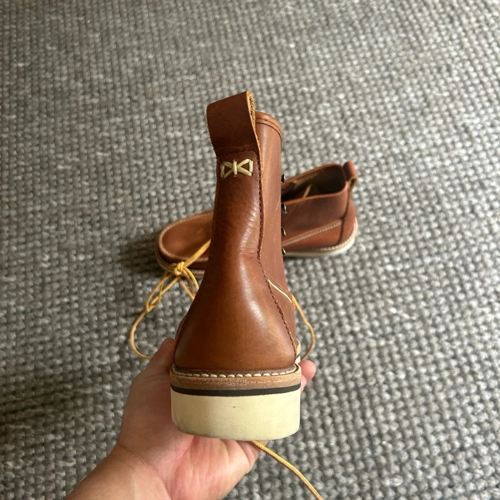 G.H. Bass & Co. Brown Leather Moc Toe Lace-Up Boots w/ Vibram soles